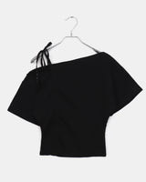 クリムドットストリングオフショルダーシャーリング半袖Tシャツ
