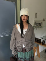 Punch Shirring Ruffle Cardigan (3color)