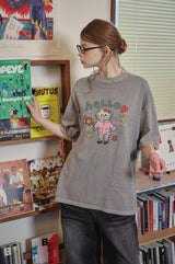 ハローフラワーピグメント半袖Tシャツ