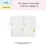 A6 Green clover+Pink Heart refill