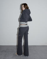 Cropped Hooded Zip-up Jacket Charcoal x Melange gray
