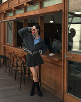 [BELLIDE MADE] Round colour matching knit zip-up