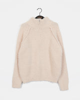 Zickle Loose Fit Half Zip-Up Boukle Knitwear