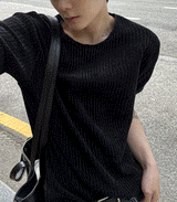 lay velour spring cut-off  short sleeve knit