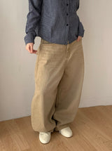 Crane Back Point Wide Washing Denim Pants