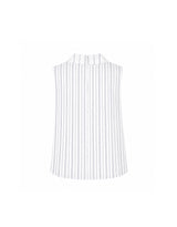 Cerise Unbalance Collar Stripe Sleeveless Blouse White