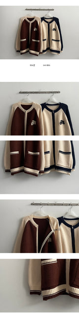 Mussel Raglan Coloring Embroidered Knitwear Zip-Up