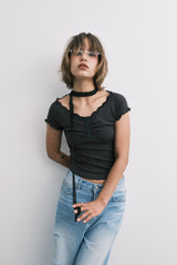 レースscTシャツ (dark grey)