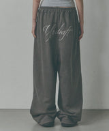 Cut-out Line Rivet Washed Track Pants [Cool Grey]