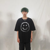 FAITH FADE Chaotic Life - Smiley Metal Liquid Oversized Tee (Black)
