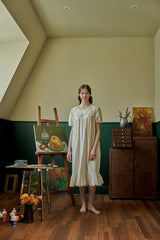 ULLALA PAJAMA Bella Short-sleeve One-piece Cream[24149WOSXN]