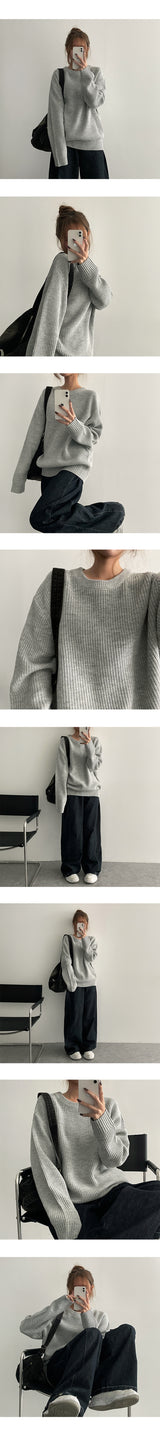 T-the-box boxy Hachi round knitwear