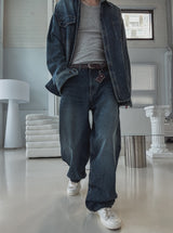 Kusi back band balloon denim pants