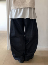 ノンフェードステッチバルーンワイドデニムパンツ