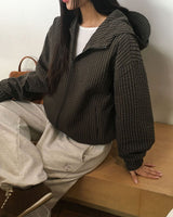Little Hooded Check Windbreaker