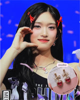 [IVE Leeseo, Jo Yuri Earring] Rosepink Heart and Ribbon Earring