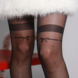 sheer polka dot bow tights