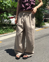 プッキーストライプバンディドワイドロングパンツ