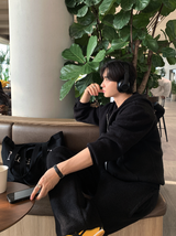[Set-up]リスクエア ツーウェイ オーバーサイズド フィット フーデッド ジップアップ ニットウェア