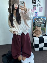 M,XL🤎2SIZE🤎 DOUBLE PINTUCK WIDE LONG BALLOON PANTS ❤🤎🖤🩶4COLOR
