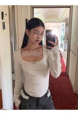 Square Lace Line Long Sleeve T-Shirt