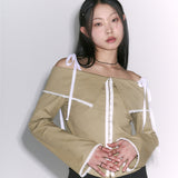 フックオフショルダーブラウス[mustard]