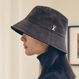 VA Stud Vegan Leather Bucket Hat / Black
