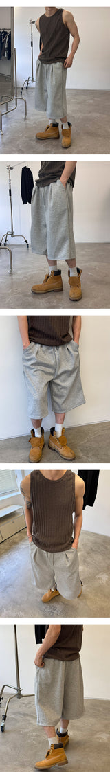 [Unisex] バミューダスウェットパンツ(2color)