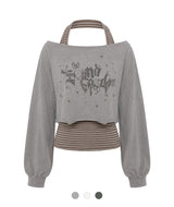 Mirielle Stripe Graphic Sweatshirt Set
