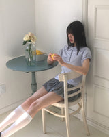 ポラドット ピンタックカラー半袖Tシャツ