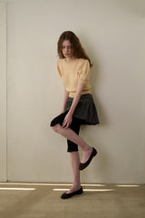 Slim button half knit_butter