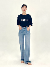  2ND REORDER BUKAY EMBROIDERY SLIM WIDE DENIM PANTS code 25102