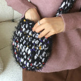 Pkong Bokashi Knitted Fur Mini Shoulder Cross Bag