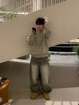  Gray Teen Wash Balloon Denim Pants