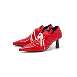 Boxing エナメルレースアップスティレットヒール(Red)