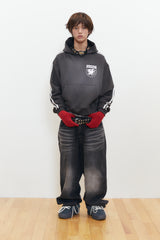 Vintage Spray Crow Key's Crop Hoodie (Charcoal)