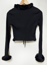 (HIGHLY RECOMMENDED!/GODDESS LOOK) MINK FUR DETAIL BOW CARDIGAN
