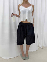 Linen denim bermuda pants(4color)