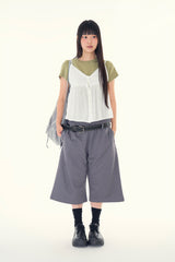 Folding waist bermuda pants