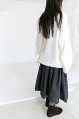 wool unbal button pleats skirt(2colors)