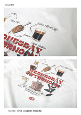 DAKYAM ハンドメイドコーヒーポロプリンティングTシャツ