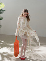 Cotton Embroidered Lace Flower Beads Romantic Dress