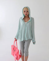 Summer Salanta See-through Oversized Fit Hooded Zip-Up Jacket