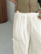 Horsher rustling nylon pintuck two-way cargo pants