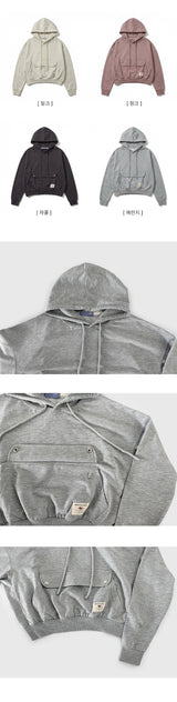Pocky Pocket Patch Cropped Overfit Hoodie 