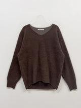 Raccoon V-neck loose-fit knit