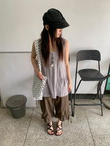 Fineb Button Pocket Layered Sleeveless One Piece