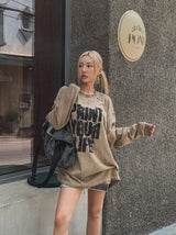 レフトプリントオーバーサイズフィット長袖Tシャツ