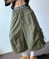 Riboni Crinkled Nylon Cargo Bermuda Shorts 3color
