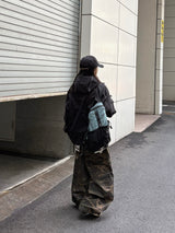 camo hip patch wide pants